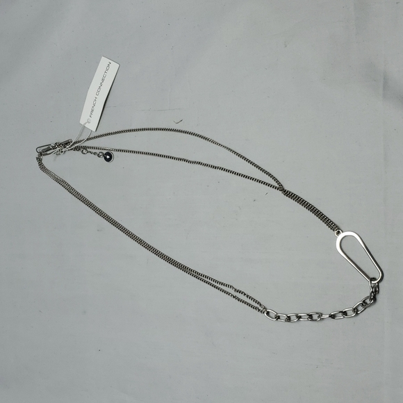 French connection silver rhodium link lariat necklace - Picture 3 of 6